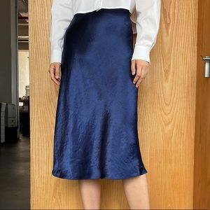Aritzia (Babaton) Navy Satin Midi Skirt